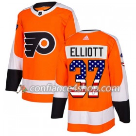 Adidas Maillot de Hockey Philadelphia Flyers Brian Elliott 37 2017-2018 Orange USA Flag Fashion Authentic - Homme